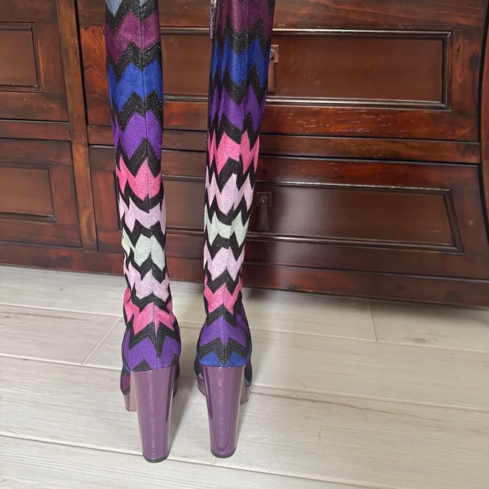 Missoni Rachel Zig Zag Lame Boots – Size 38 – Nero/Blue/Prugna – Worn Once - Picture 4 of 5
